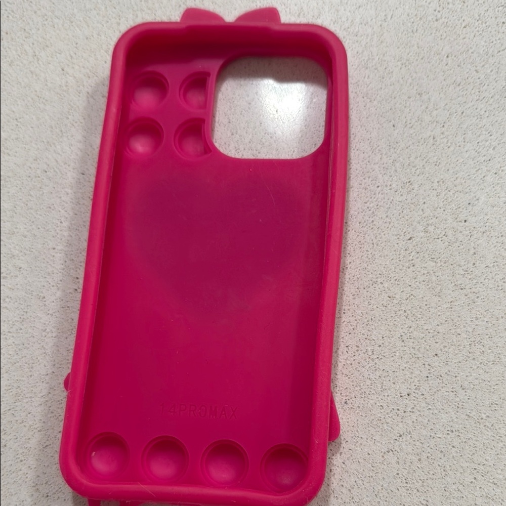 14 Pro Max Barbie Pink Silicone Phone Case with Heart Cutout - Picture 2 of 2